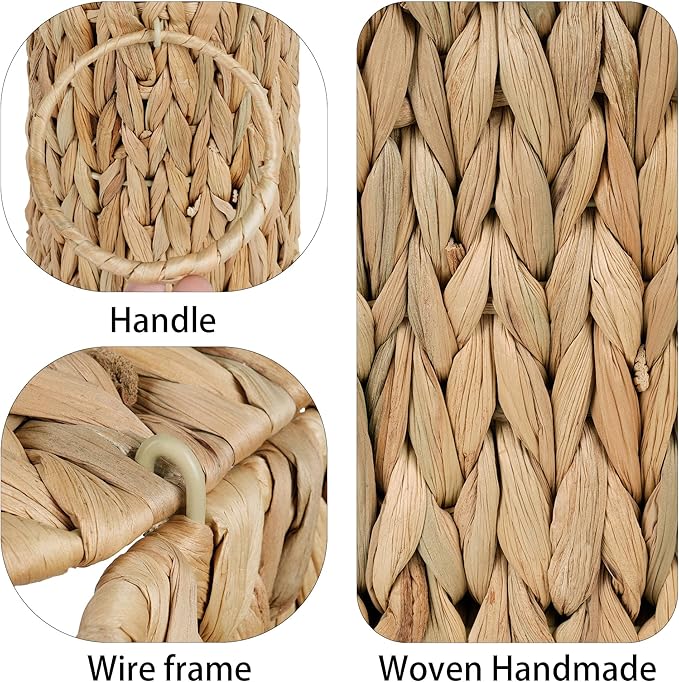 efluky Toilet Paper Storage Basket, Water Hyacinth Slim Toilet Paper Holder- Holds Up to 9 Mega Rolls, Home Bathroom Decor Organizer