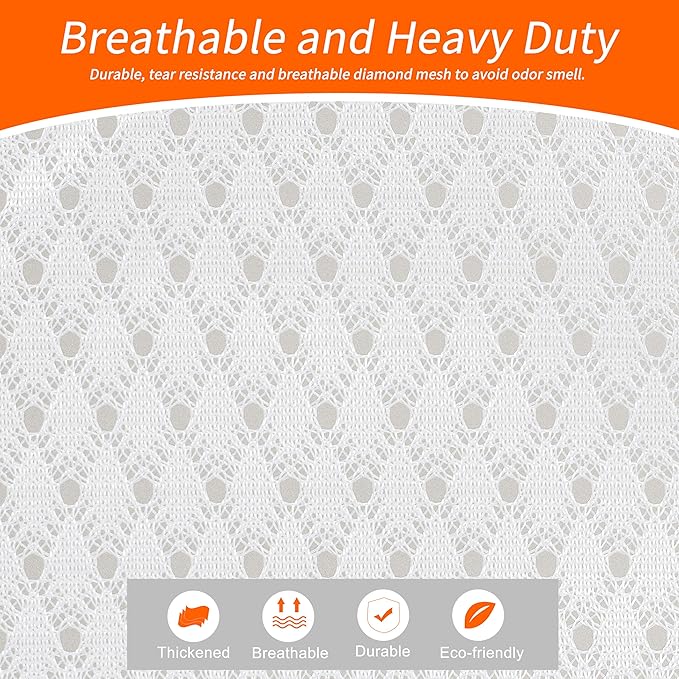 Polecasa Extra Heavy Duty Large Diamond Mesh Laundry Bags with Drawstring Closure & ID Tag, 24 x 36 inches Washable Storage Bag for College, Travel, Sports, Dorms, White