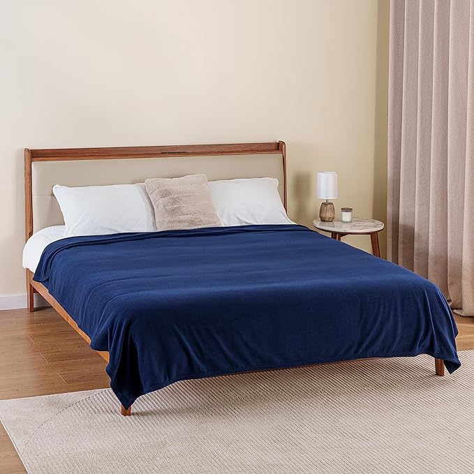 Berkshire Blanket Microfleece Twin Size Bed Blanket Navy,Lightweight Soft Breathable Plush Micro Fleece Blanket for Bed Couch Sofa,60x92 Inches