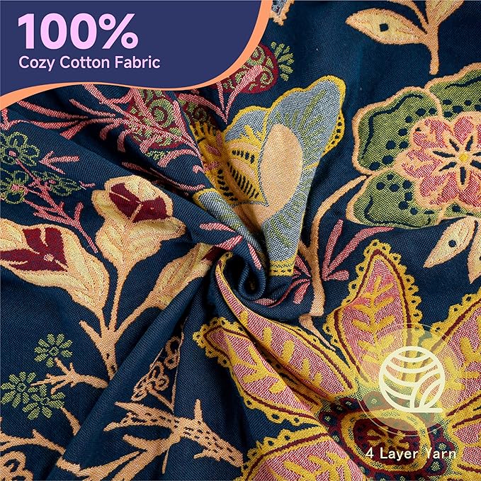 STASOPTK Boho Cotton Throw Blanket - Ultra-Soft Rustic Quilt for Bed, Home Decor & Travel - Large 90"x98" Muslin Blanket - All-Season Lightweight Bedspread & Throw for Women & Moms