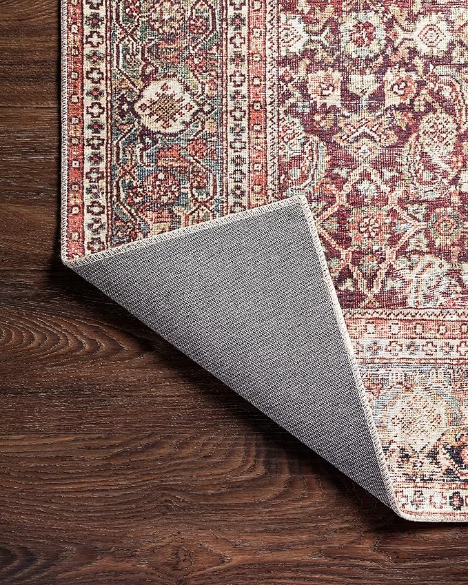 Loloi Layla Collection LAY-11 Cinnamon/Sage 9'-0" x 12'-0" .13" Thick Area Rug, Soft, Durable, Vintage Inspired, Distressed, Low Pile, Non-Shedding, Easy Clean, Printed, Living Room Rug