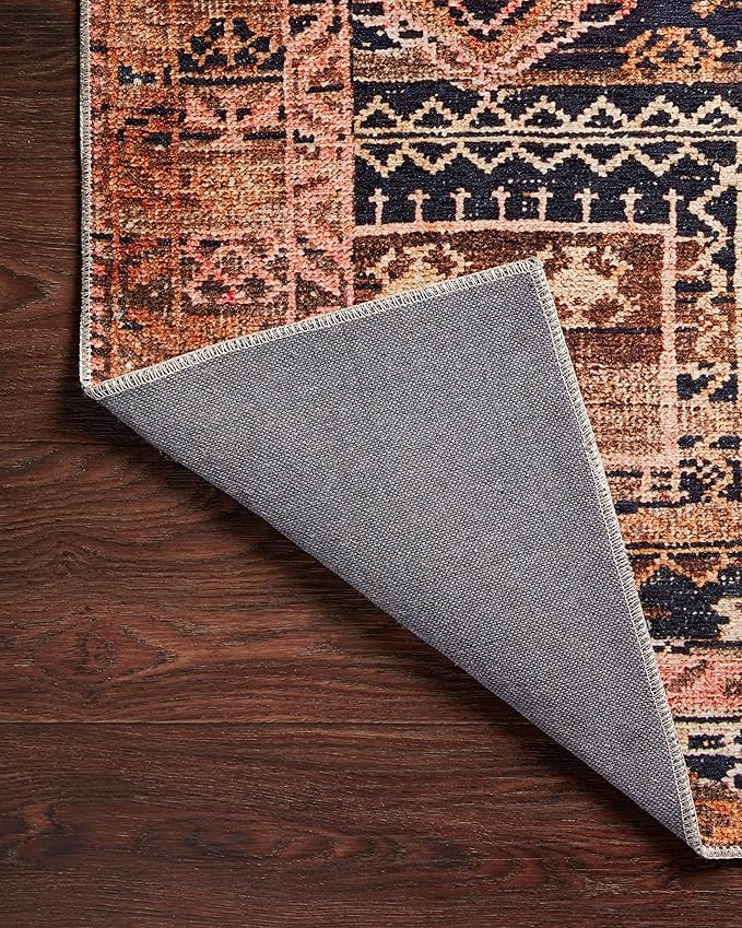 Loloi Layla Collection LAY-14 Mocha/Blush 5'-0" x 7'-6" .13" Thick Area Rug, Soft, Durable, Vintage Inspired, Distressed, Low Pile, Non-Shedding, Easy Clean, Printed, Living Room Rug