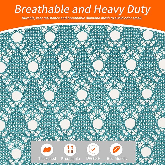 Polecasa Heavy Duty Diamond Large Mesh Laundry Bag with ID Tag and Locking Drawstring Closure - 24 x 36 inches - Laundry Hamper Liner, Washable Laundry Bags for Travel, Sports, Dorms (Aqua)