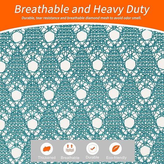 Polecasa Heavy Duty Diamond Large Mesh Laundry Bag with ID Tag and Locking Drawstring Closure - 24 x 36 inches - Laundry Hamper Liner, Washable Laundry Bags for Travel, Sports, Dorms (Aqua)