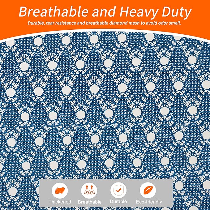 Polecasa Extra Heavy Duty Large Diamond Mesh Laundry Bags with Drawstring Closure & ID Tag, 24 x 36 inches Washable Storage Bag for College, Travel, Sports, Dorms, Blue