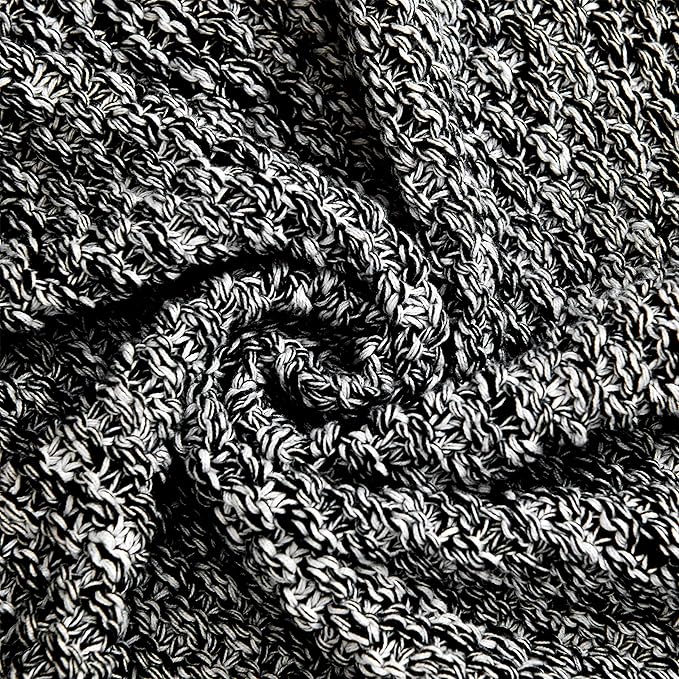 Longhui bedding Black Knitted Throw Blanket for Couch, Soft, Cozy Machine Washable 100% Cotton Sofa Blanket, Heavy 2.5lb Weight, Laundry Bag Included, Black and White